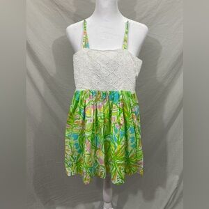 Lilly Pulitzer Green and White Floral Kids Dress